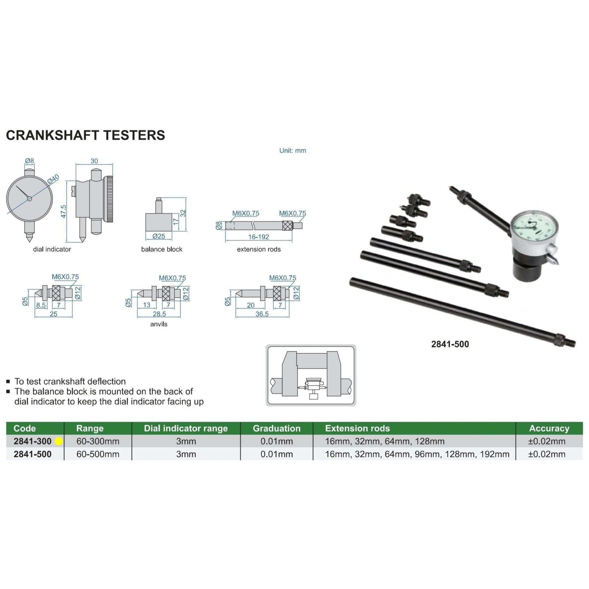 Insize Crankshaft Test 60-300mm Range Series 2841-300 - Twin Eagle Imports