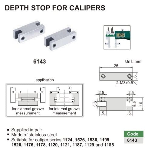 Insize Depth Stop For Calipers Series 6143 - Twin Eagle Imports
