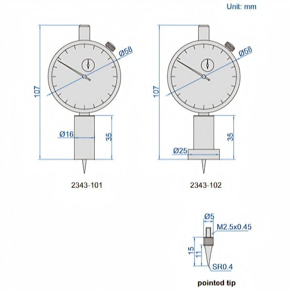 Insize Dial Depth Gauge 0-10mm x 0.01mm Range Series 2343-102 - Twin Eagle Imports