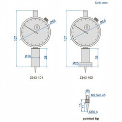 Insize Dial Depth Gauge 0-10mm x 0.01mm Range Series 2343-102 - Twin Eagle Imports