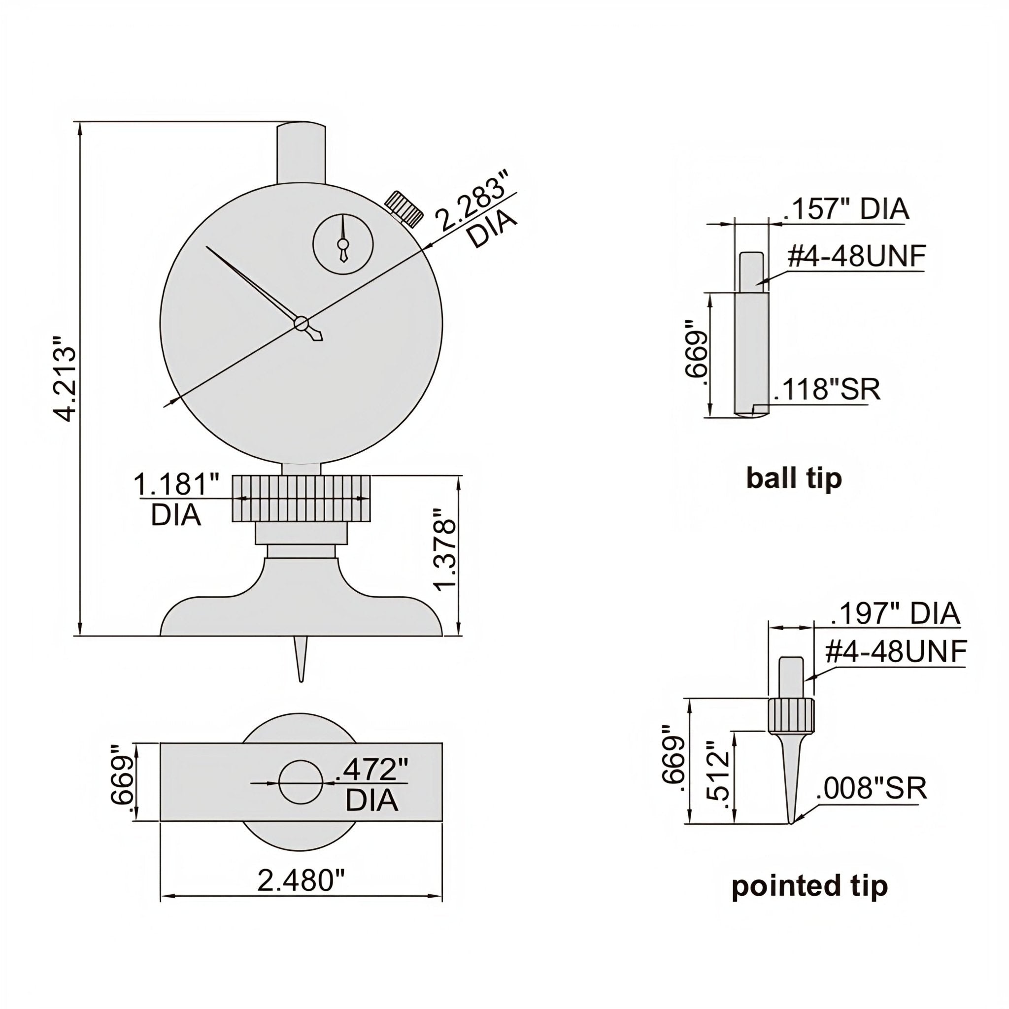 Insize Dial Depth Gauge 0-1.2" Range Series 2341-E1 - Twin Eagle Imports