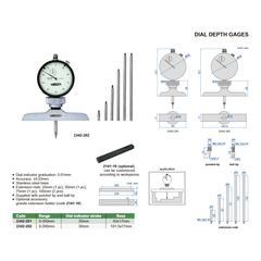 Insize Dial Depth Gauge 0-300mm x 0.01mm Range Series 2342-201 - Twin Eagle Imports