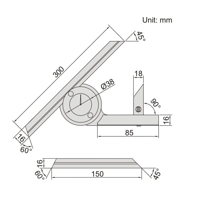 Insize Dial Protractor 0-360 x 5' Range Series 2373-360 - Twin Eagle Imports