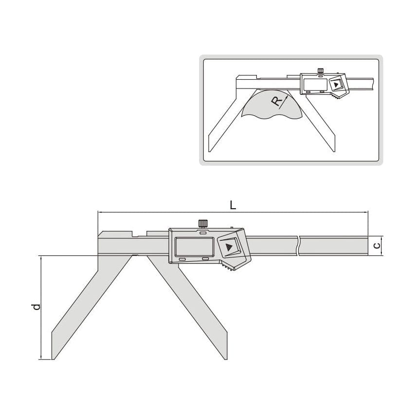 Insize Digital Arc Radius Caliper 5-150mm/0.2-6" Range Series 1189-150B - Twin Eagle Imports