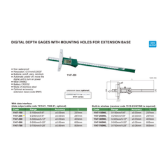 Insize Digital Depth Gauge 0-200mm / 0-8" Range Series 1147-200 - Twin Eagle Imports
