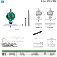 Insize Digital Depth Gauge 0-300mm/0-12" Range Series 2141-202A - Twin Eagle Imports