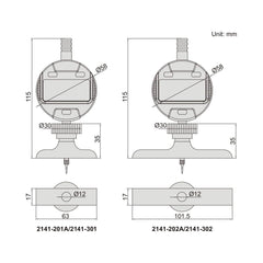 Insize Digital Depth Gauge 101.5x17mm Range Series 2141-302 - Twin Eagle Imports