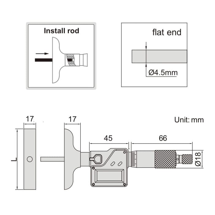 Insize Digital Depth Micrometer 0-150mm/0-6" Range Series 3540-150 - Twin Eagle Imports