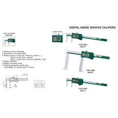 Insize Digital Inside Groove Caliper 22-150mm Range Series 1120-150A - Twin Eagle Imports