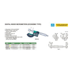 Insize Digital Inside Micrometer 25-50mm/1-2" Range Series 3520-50 - Twin Eagle Imports