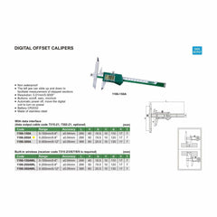 Insize Digital Offset Caliper 0-200mm/0-8" Range Series 1186-200A - Twin Eagle Imports