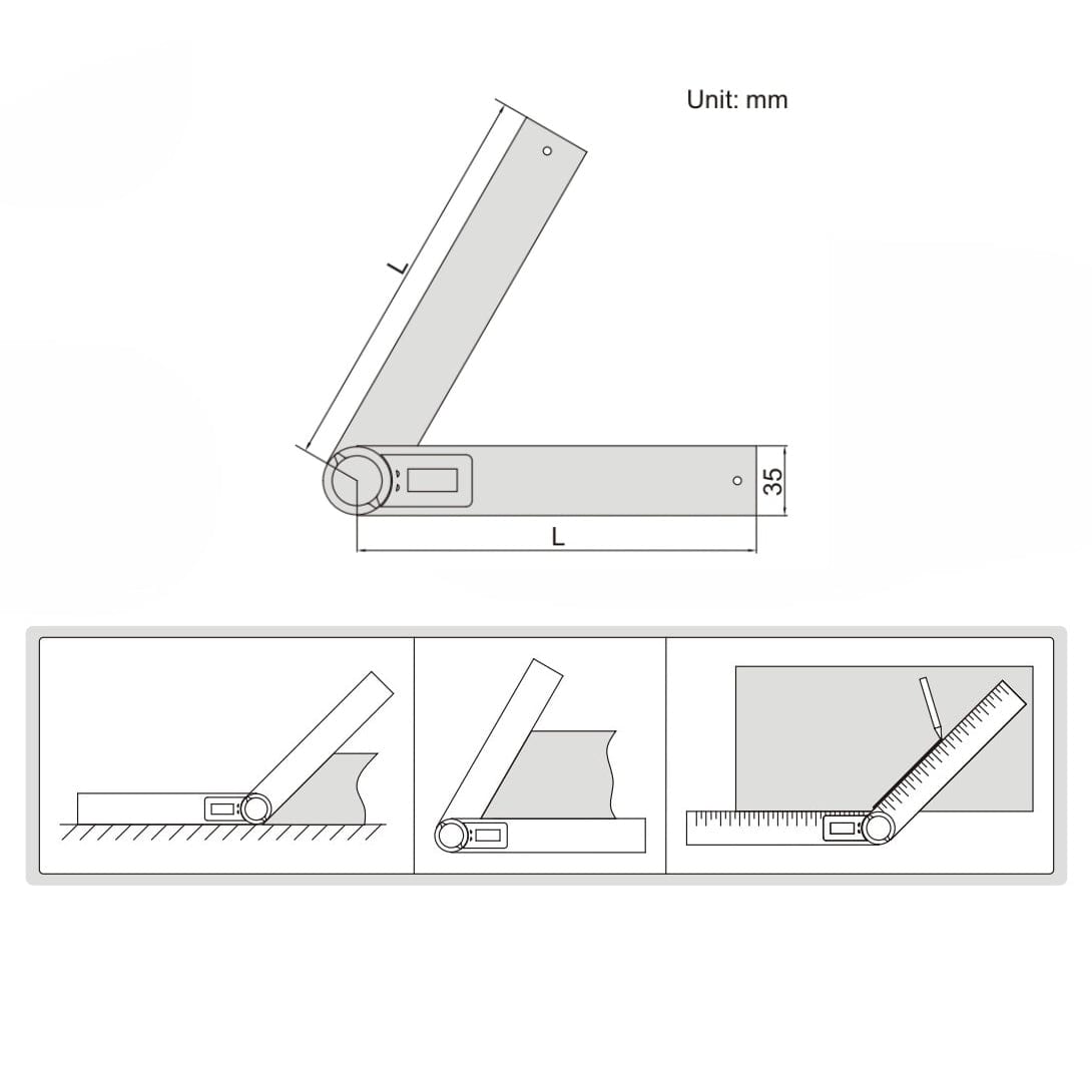 Insize Digital Protractor 300mm 0-360° Range Series 2176-300 - Twin Eagle Imports