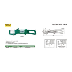 Insize Digital Snap Gauge 0-25mm/0-1" Range Series 2163-25 - Twin Eagle Imports