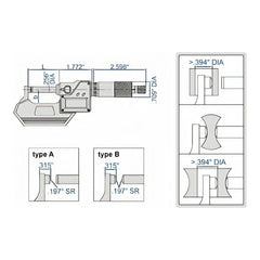 Insize Digital Spherical Anvil Tube Micrometer 25-50mm/1-2" Range Series 3560-50SE - Twin Eagle Imports