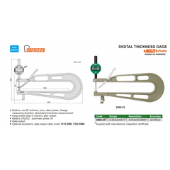 Insize Digital Thickness Gauge 0–25 mm Range Series 2860-25 - Twin Eagle Imports