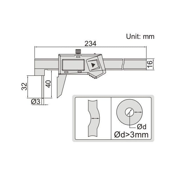 Insize Digital Tube Thickness Caliper 0-150mm/0-6" Range Series 1161-150A - Twin Eagle Imports