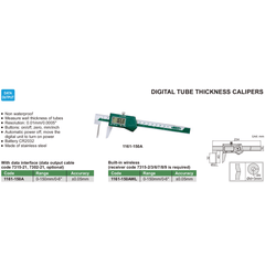 Insize Digital Tube Thickness Caliper 0-150mm/0-6" Range Series 1161-150A - Twin Eagle Imports