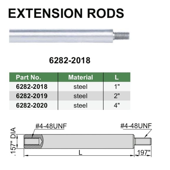 Insize Extension Rod 1" Range Series 6282-2018 - Twin Eagle Imports