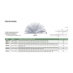 Insize Feeler Gauge 20pc Set 0.05-1mm Range Series 4602-20 - Twin Eagle Imports
