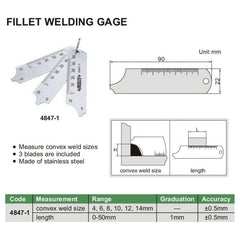 Insize Fillet Welding Gauge Series 4847-1 - Twin Eagle Imports