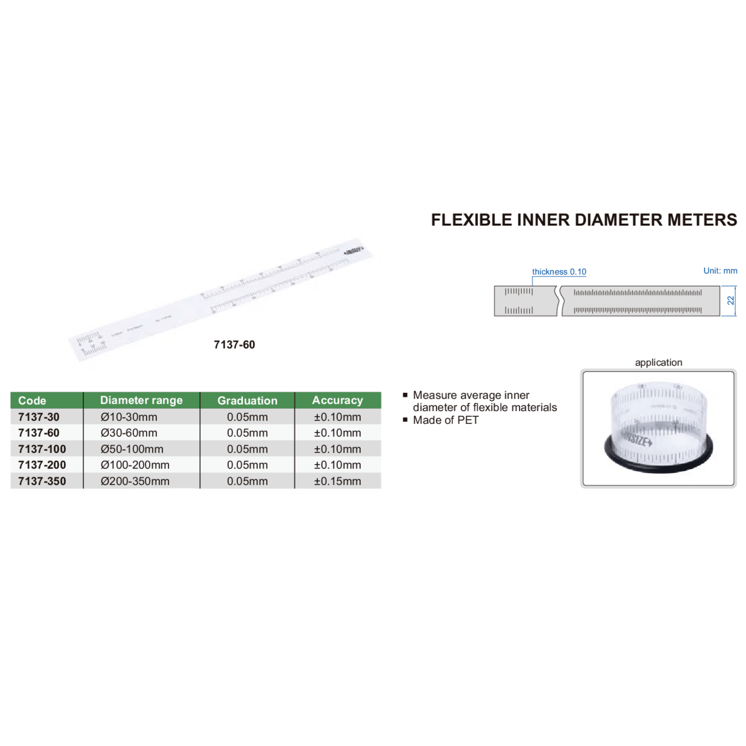 Insize Flexible Inner Diameter Meter 30–60 mm Range Series 7137-60 - Twin Eagle Imports