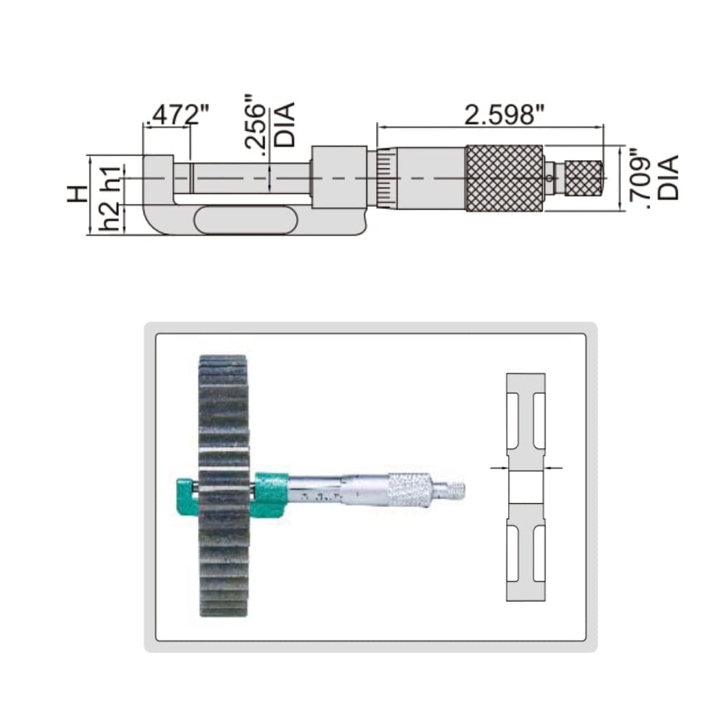 Insize Hub Micrometer 0-1" Range Series 3292-1 - Twin Eagle Imports