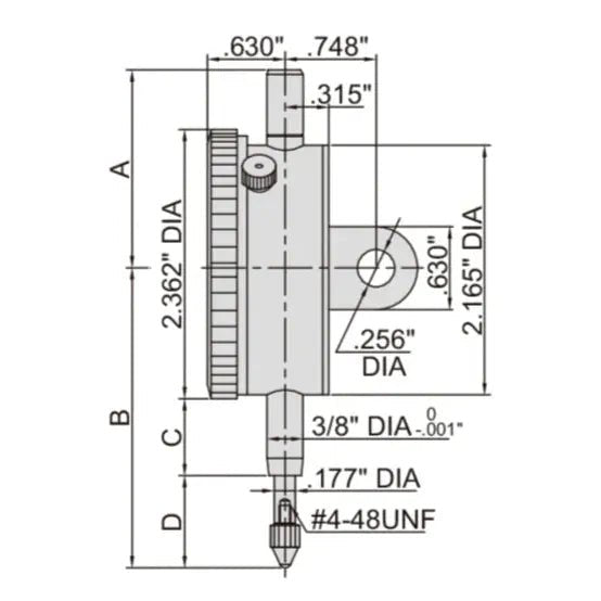 Insize Imperial Lug Back Dial Indicator 1" Range Series 2307-1 - Twin Eagle Imports