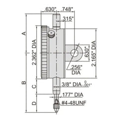 Insize Imperial Lug Back Dial Indicator 1" Range Series 2307-1 - Twin Eagle Imports