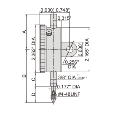 Insize Imperial Lug Back Dial Indicator 1" Range Series 2307-105 - Twin Eagle Imports