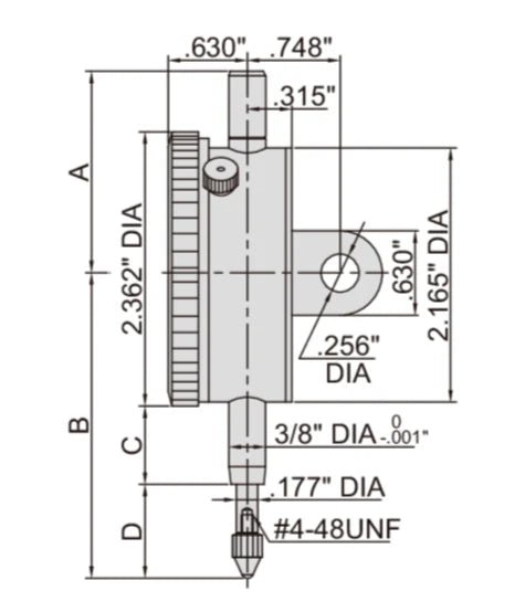 Insize Imperial Lug Back Dial Indicator 1" Range Series 2307-105 - Twin Eagle Imports