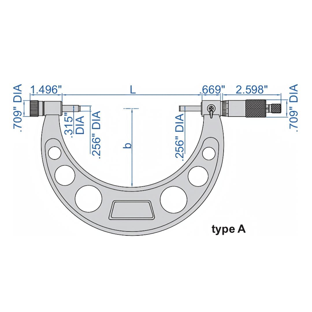 Insize Imperial Outside Micrometer 0-6" Range Series 3206-6 - Twin Eagle Imports