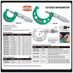 Insize Imperial Outside Micrometer 2-3" Range Series 3203-3A - Twin Eagle Imports