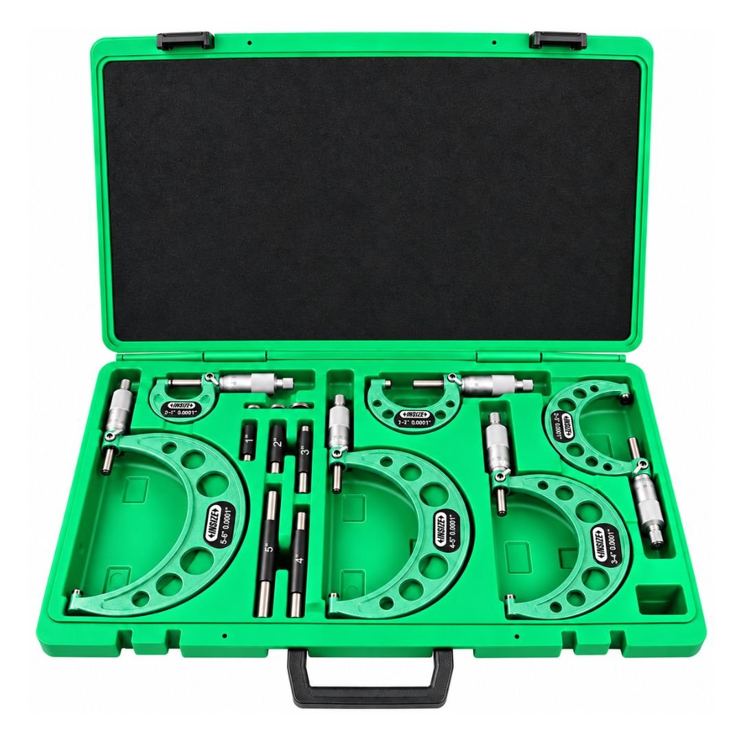 Insize Imperial Outside Micrometer Set 0-6" Range Series 3203-66A - Twin Eagle Imports