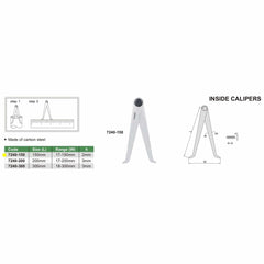 Insize Inside Caliper 0-150mm Range Series 7240-150 - Twin Eagle Imports