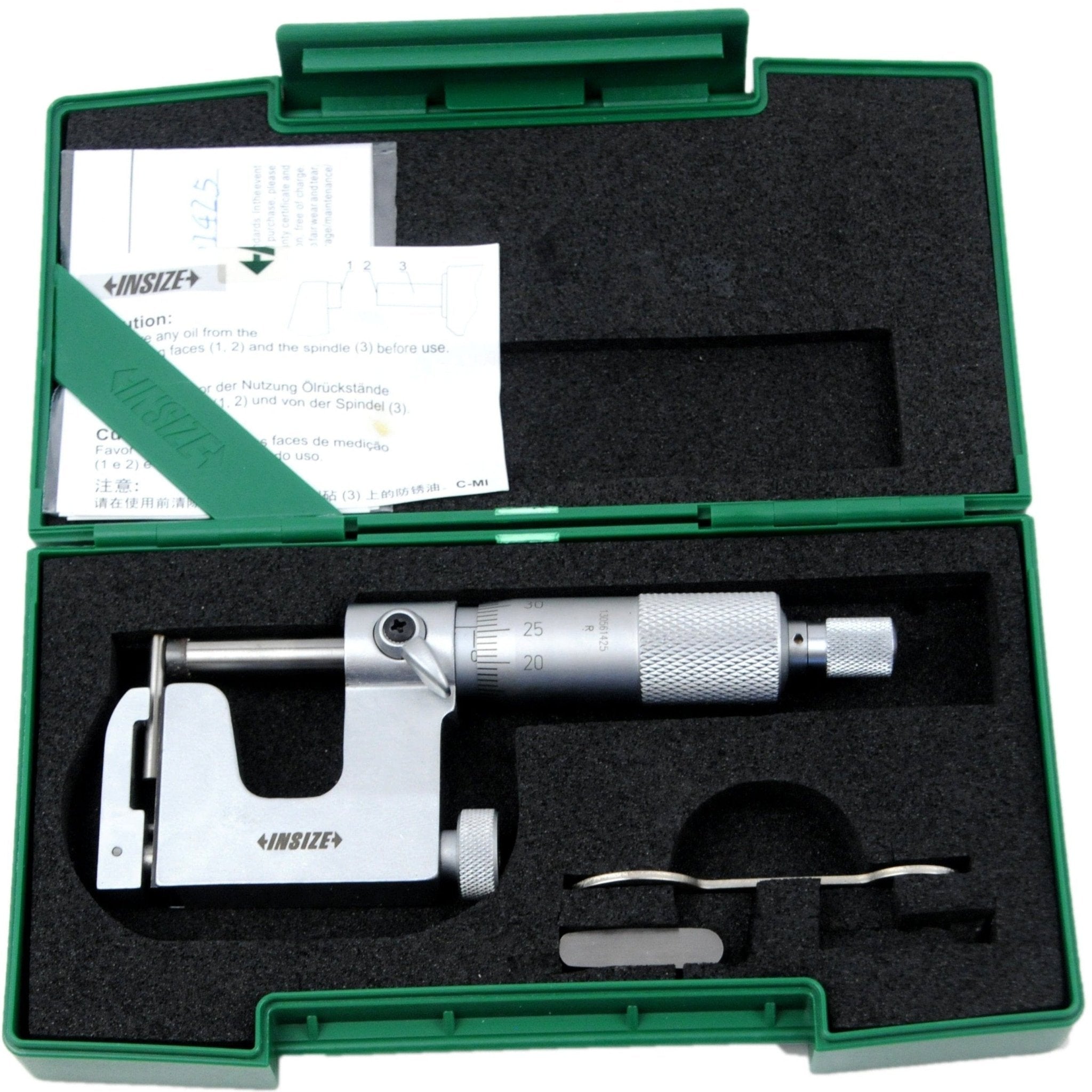 Insize Interchangeable Anvil Micrometer 0-25mm Range Series 3262-25A - Twin Eagle Imports