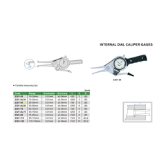 Insize Internal Dial Caliper Gauge 35-55mm Range Series 2321-55 - Twin Eagle Imports