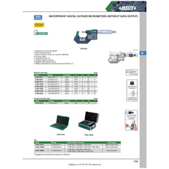 Insize IP65 Digital Outside Micrometer 50-75mm / 2-3" Range Series 3108-75A - Twin Eagle Imports