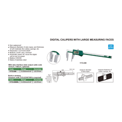 Insize Large Face Digital Caliper 0-200mm/0-8" Range Series 1172-200 - Twin Eagle Imports