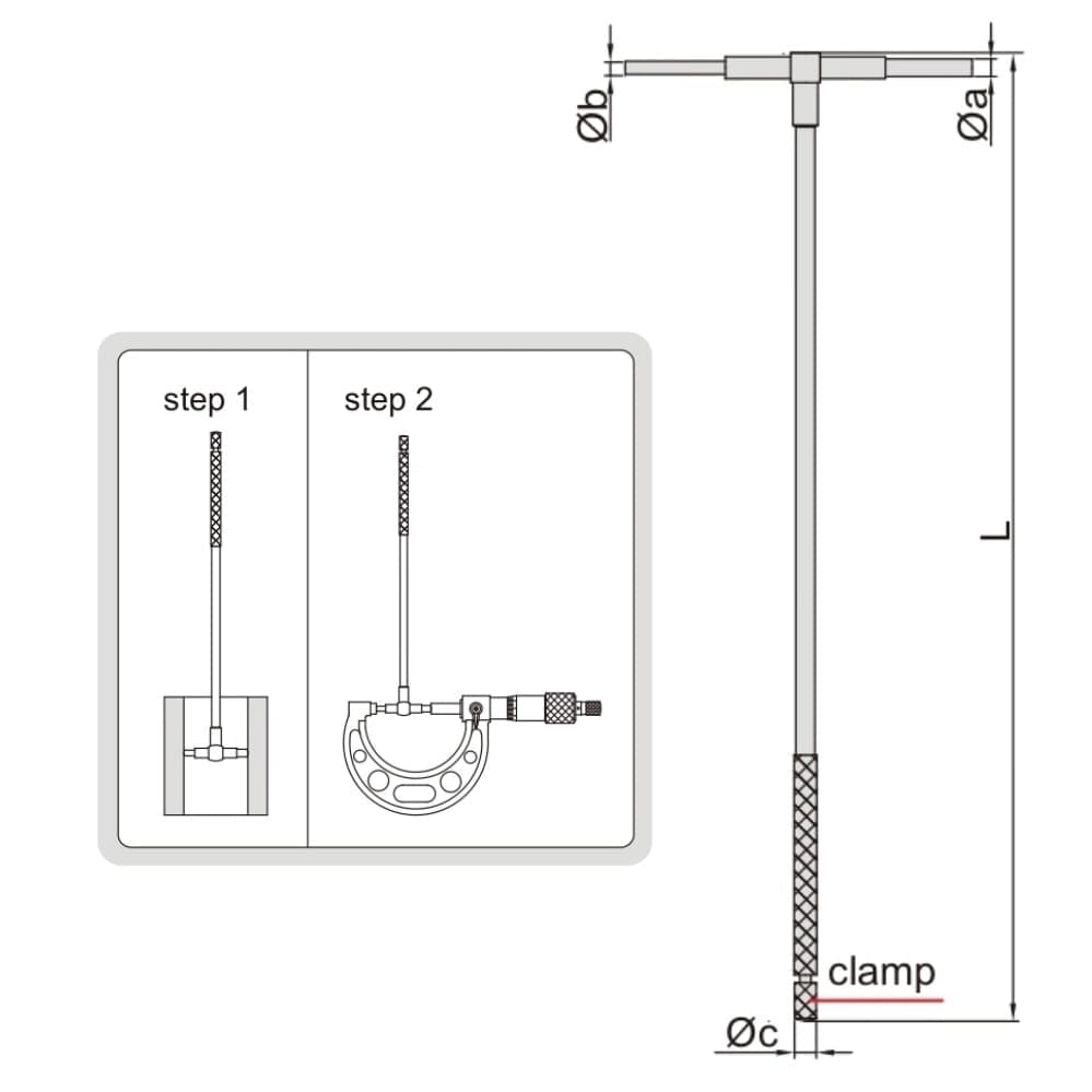 Insize Long Handle Telescopic Gauge 54-90mm Range Series 4209-5 - Twin Eagle Imports