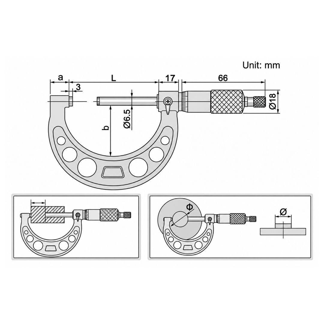 Insize Long Spindle Outside Micrometer 0-25mm Range Series 3209-25 - Twin Eagle Imports