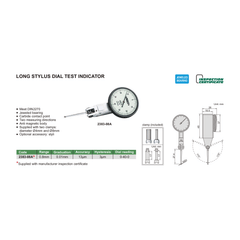 Insize Long Stylus Dial Test Indicator 0.8mm x 0.01mm Range Series 2383-08A - Twin Eagle Imports