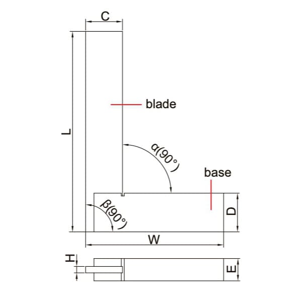 Insize Machinist 90° Square Range 75x50mm Series 4707-75 - Twin Eagle Imports