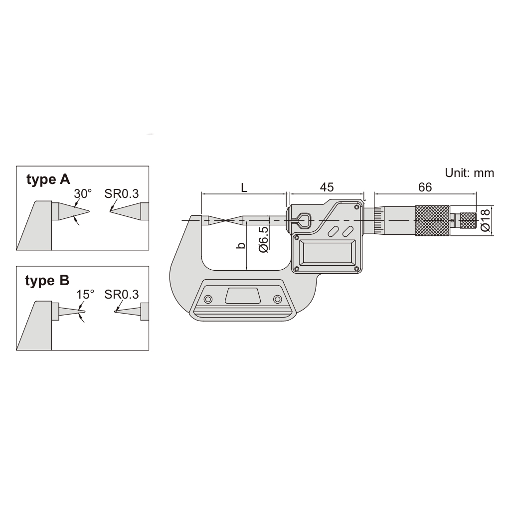 INSIZE Manufacturing Insize Digital Point Micrometer 25-50mm/1-2" Range Series 3530-50BA