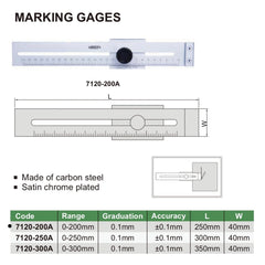 Insize Marking Gauge 0-200mm Range Series 7120-200A - Twin Eagle Imports