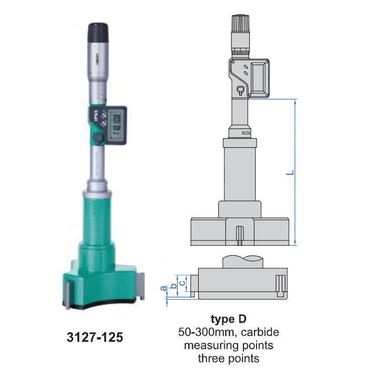 INSIZE MEASURING EQUIPMENT Digital Three Point Micrometer 100-125mm Range