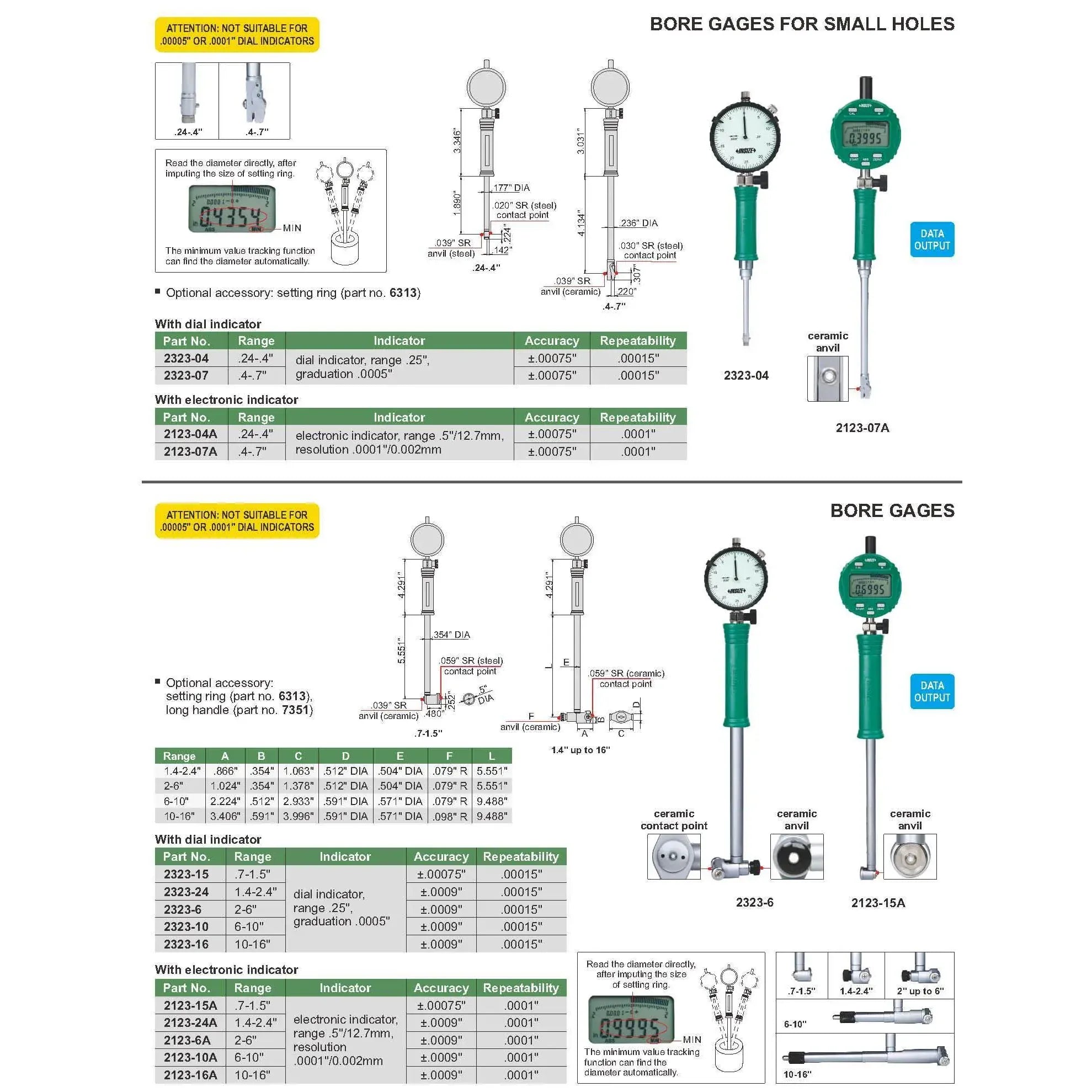 INSIZE MEASURING EQUIPMENT Insize 2"-6" Bore Gauge Series 2323-6