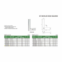INSIZE Measuring Equipment Insize 90° Bevelled Edge Square 300x200mm Range Series 4790-0300