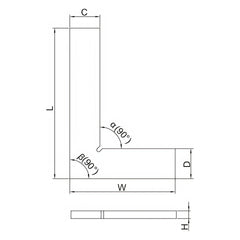 INSIZE Measuring Equipment Insize 90° Flat Edge Square 250x165mm Range Series 4791-250