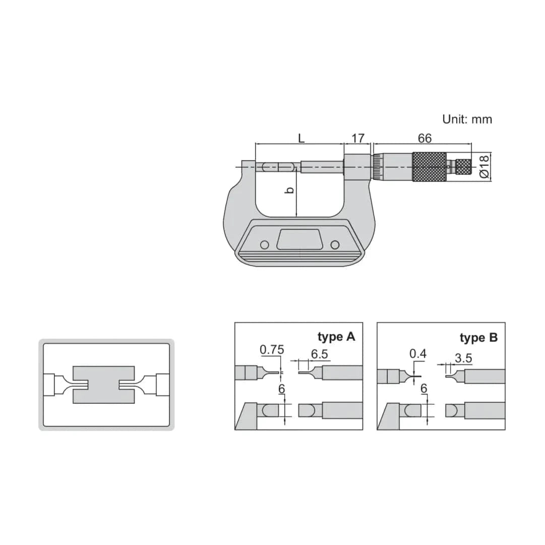 INSIZE MEASURING EQUIPMENT Insize Blade Micrometer 100-125mm Range Series 3232-125BA
