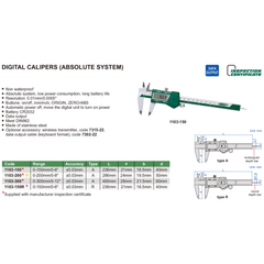 INSIZE Measuring Equipment Insize Digital Caliper 0-200mm / 0-8" Range Series 1103-200